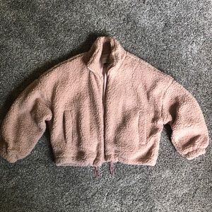 Pink cropped sherpa jacket